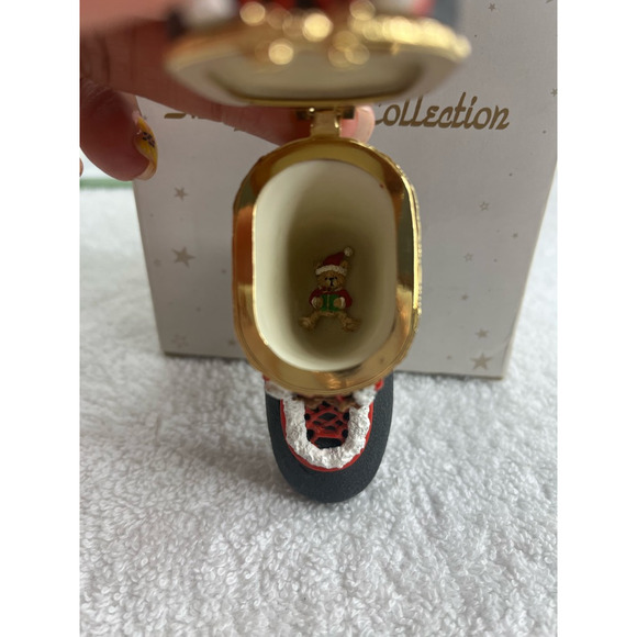 Pipka Gallery Collection #40032 Teddy Bear Santa Boot Trinket Box Christmas 3" - Picture 2 of 10
